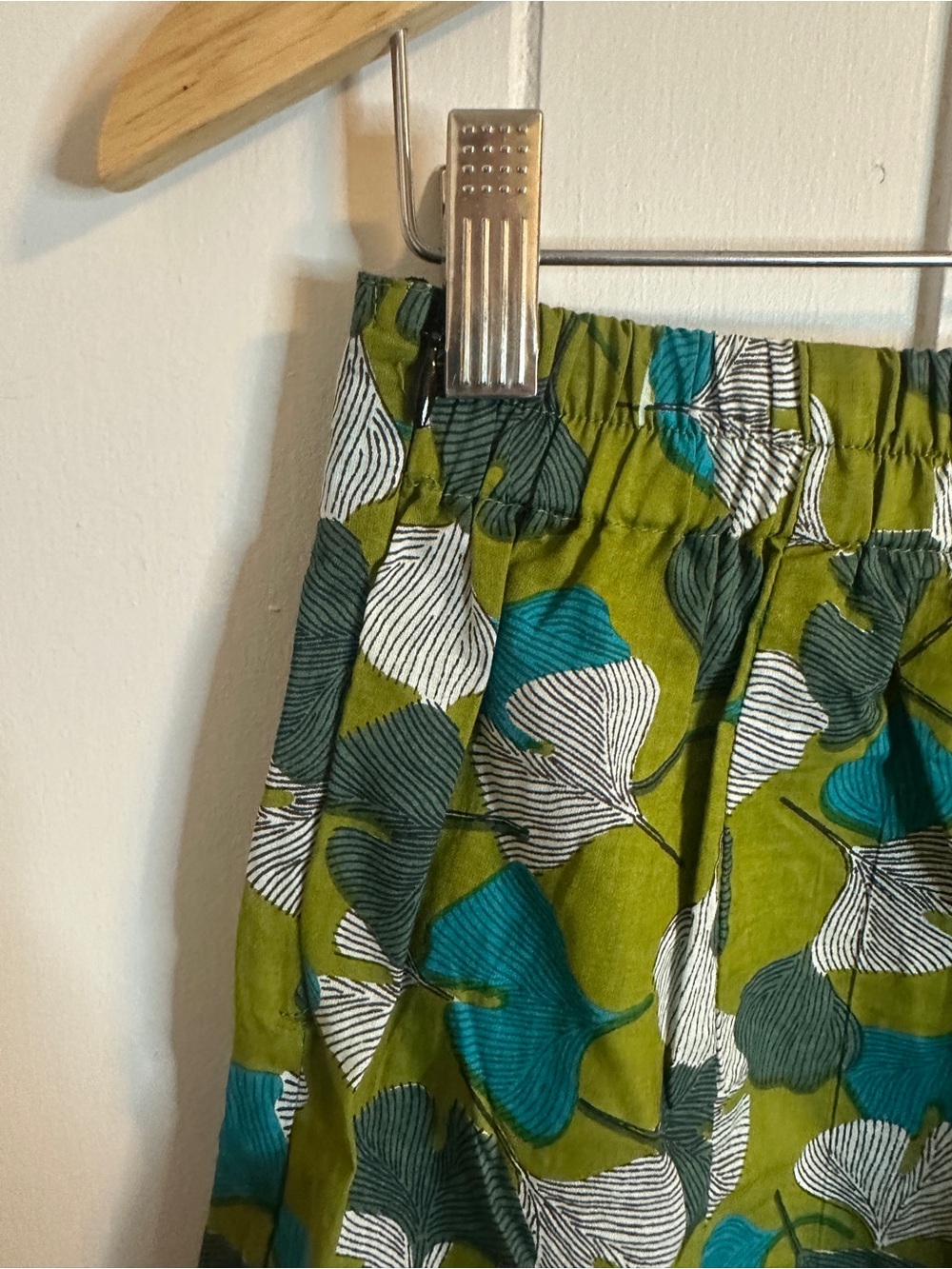 Apsara Barrel Leg Ginkgo Leaf Cotton Pant Trouser Artsy Boho - Picture 6 of 7